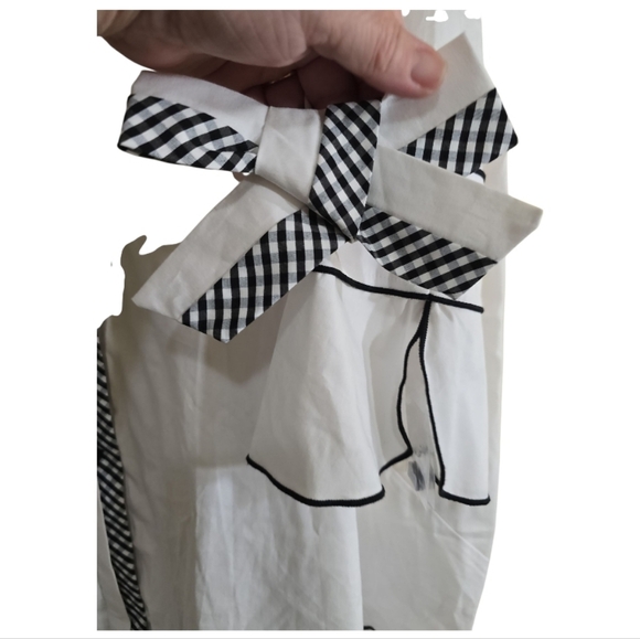 NWT IC by Connie K White Button Down A-line Tunic Top 1X Gingham Trim Bow Cuffs - Picture 4 of 12